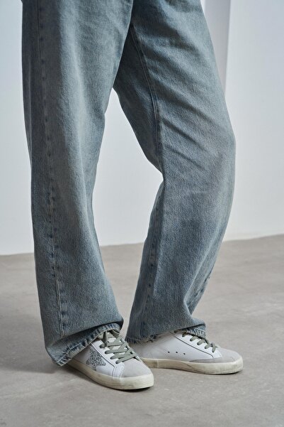 NİŞANTAŞI SHOES Stary White Matte Silver Glitter Detail Lace-Up Women's Casua...