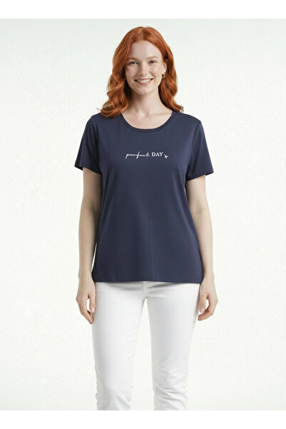 Neden Tekstil Women's Crew Neck Perfect Day Written T-Shirt