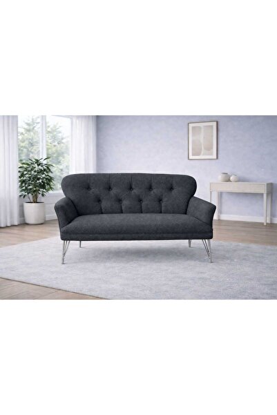 İdeal kollu ikili metal krom ayak gri koltuk