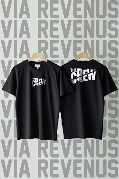 Vordevia The Crew Front and Back Printed Crew Neck Loose Fit 100% Cotton Unis...