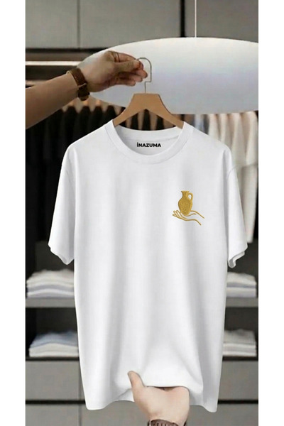 İnazuma Outdoors Unisex Oversize Printed Cotton Crew Neck Short Sleeve White ...