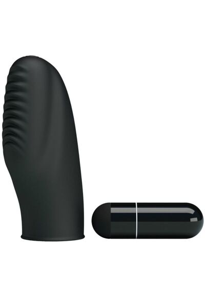 PRETTY LOVE Stimulator cu Vibrații pentru Deget Punctul G Clit, Silicon și ABS, Negru