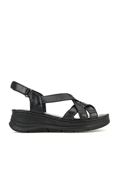 Ziya , Women's Genuine Leather Comfort Sandals 1611051Z041 Black