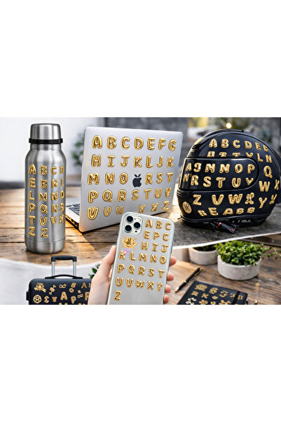 Limitless Design Gold Letter Sticker Set A-Z – 3D Shiny Alphabet Aesthetic St...