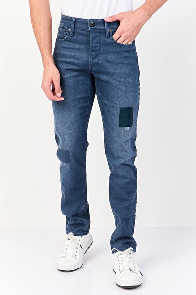G-STAR RAW Men Regular Fit Washed Stretchable Jeans, Navy
