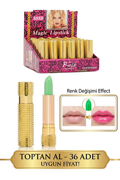 Rose 36 adet🎁 Sihirli Pembe Ruj 💖 24 Saat Kalıcı & Öpücüğe Dayanıklı Mucize...