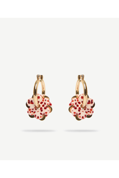 Yargıcı Çiçek Charmlı Halka Küpe