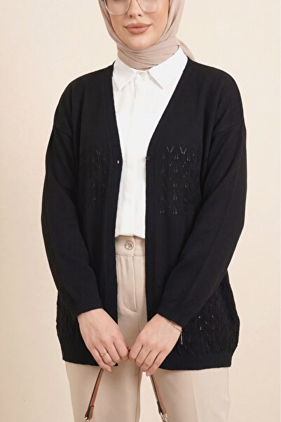 Modamorfo Araboy Openwork Knitwear Cardigan - Black