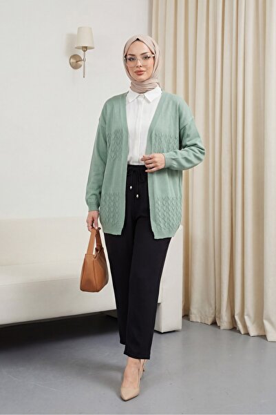 Modamorfo Araboy Openwork Knitwear Cardigan -Mint