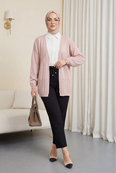 Modamorfo Araboy Openwork Knitwear Cardigan -Powder