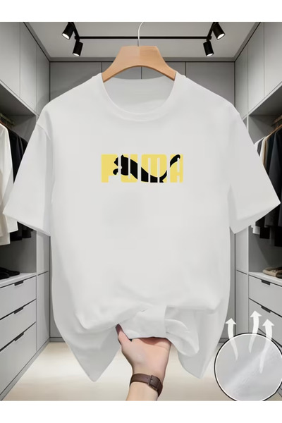 LİNA06 Men's Cougar Print Short-Sleeve T-Shirt - Lightweight Quick-Dry Breath...