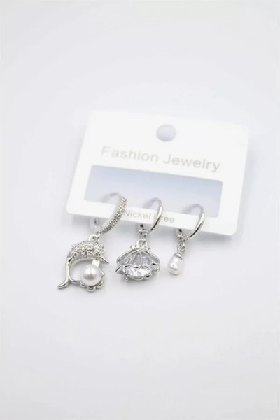 OEM Set of 3 dolphin earrings - silver