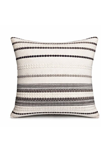 OEM Decorative Pillowcase, Textured Stripes Pattern, Brown and Black - 45x45 cm