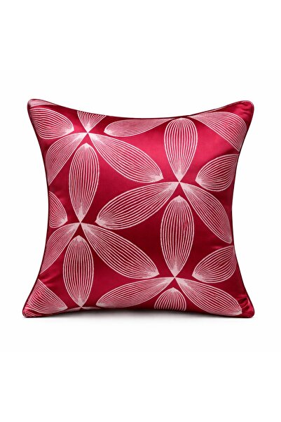 OEM Fata de Perna Decorativa, cu Model Floral Modern - 45x45 cm - Rosu