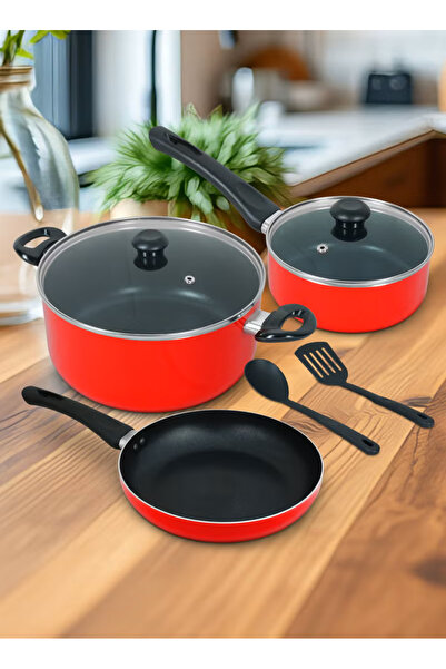 DELICI NCS7R 7 Pcs Non Stick Cookware Set 10X Tough Coating Even Heat Gas Cer...