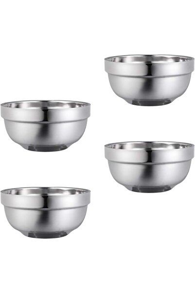 BESTonZON Set of 4 304 stainless steel bowls, double walls, 99g, 13x6.4cm