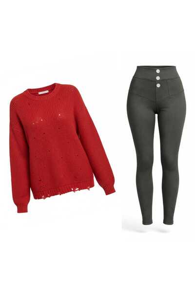 ANATOLIATEKSTILE Women's Set Long Oversize Sweater + Leggings – Comfortable C...