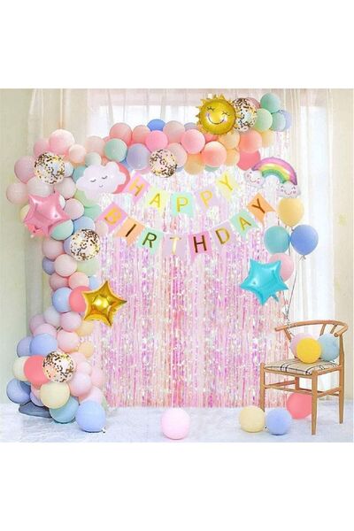 Bkmc زينة حفلات أعياد الميلاد، موضوع السماء، مجموعة بالونات قوس قزح من صن كلاودز