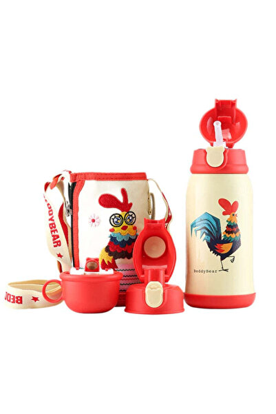 Beddybear Termos pentru copii cu husă, pai și cană, BeddyBear, Cocos, 630 ml,...