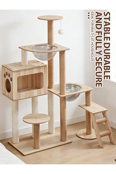 Vitakit Multi-Level Double Cabin Cat Climbing Frame with Space-Saving, Sturdy...