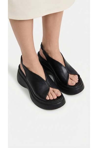 Limeo Heeled, Elasticated in the Middle, Open Front, Summer Women's High Wedg...