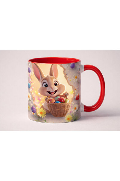 Green Print Bunny Mug 3D Effect, Easter
