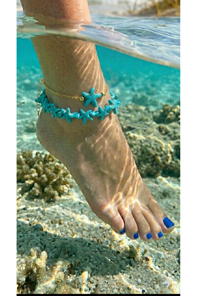 Lioon Mavi ikili deniz yıldızı boncuk halhal