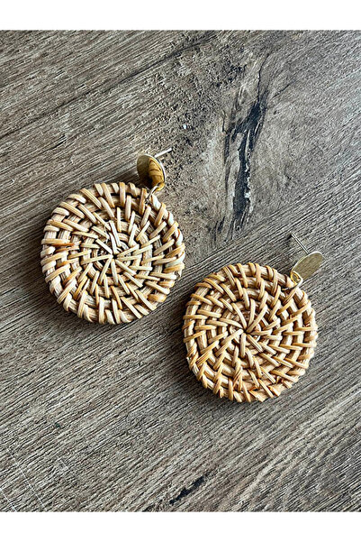 Büyük Hanım Wicker Handmade Coffee Color Earrings