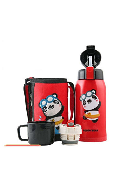 Beddybear Termos pentru copii cu capac, pai și cană, BeddyBear, Urs panda, 60...