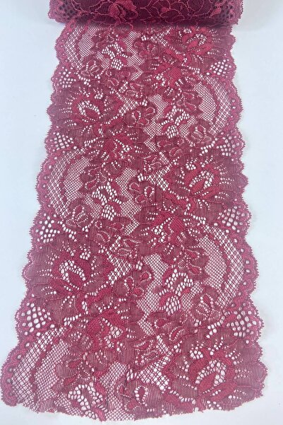 Hobigram Burgundy Wide Lycra Flexible Lace Decorative Trim