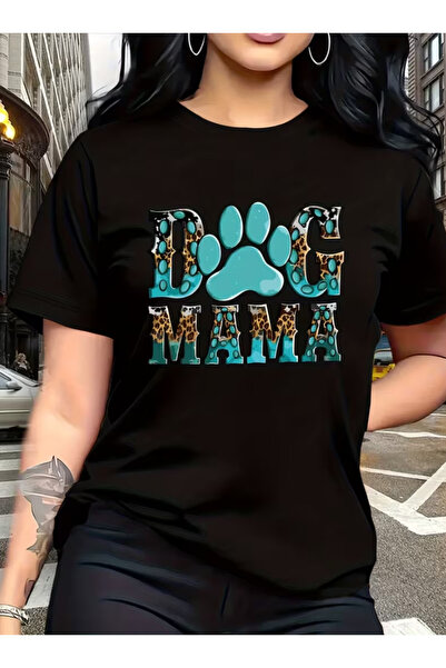 LİNA06 Prints And Fused Leopard Print with Easy Crew Neck Casual Versatile Sh...