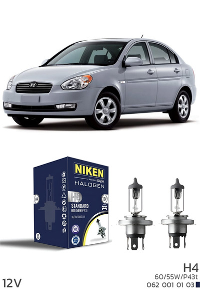 Sosyal Çarşı HYUNDAİ ACCENT ERA UZUN+KISA FAR AMPULÜ H4 HALOJEN AMPUL 12V 60/...