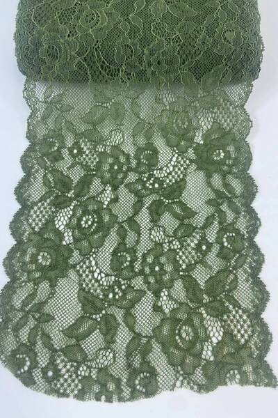 Hobigram Декоративна обробка з еластичного мережива з широкого лайкри зеленог...