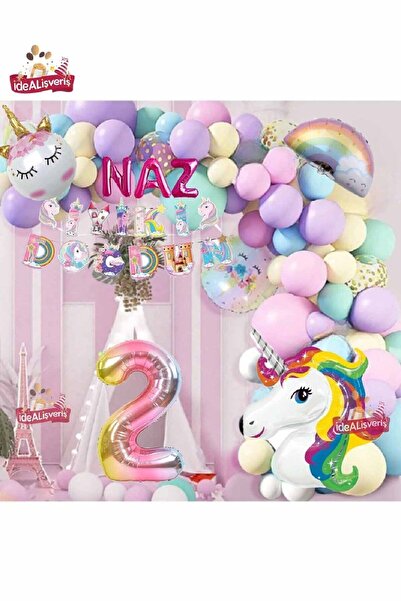 BKMC PARTY 3 Letter 2 Year Old Unicorn Themed Happy Birthday Macarons Balloon...