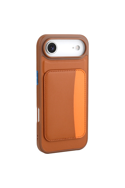 Başkenttekno iPhone 17 Air Compatible Case with Card Holder Faux Leather X-Ca...