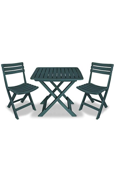 vidaxl Set mobilier bistro pliabil, 3 piese, verde, plastic