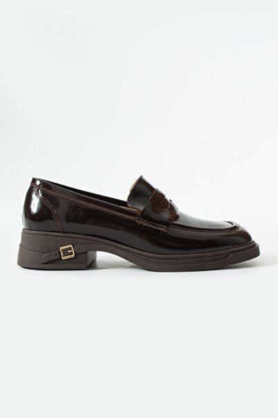 dericia shoes Flair Hakiki Deri Rugan Günlük Rahat Kadın Loafer Ayakkabı