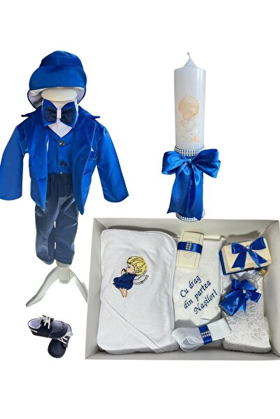 Your Baby Store Set complet pentru botez baiat– Mateo – bluemarin cu ingeras ...