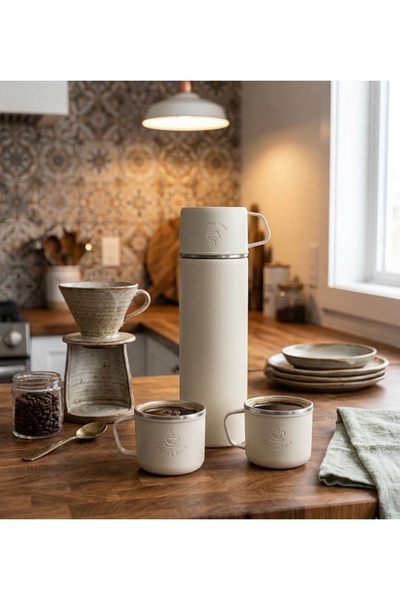PENGUENN Paslanmaz Çelik Termos 2 Bardaklı Termos seti