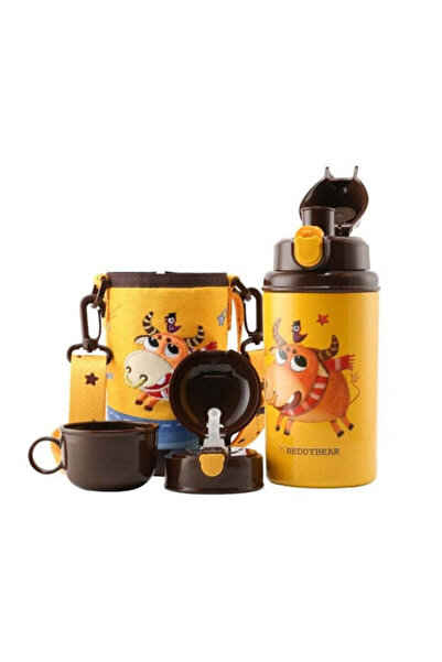 Beddybear Termos pentru copii cu capac, pai și cană, BeddyBear, Taur, 580 ml,...