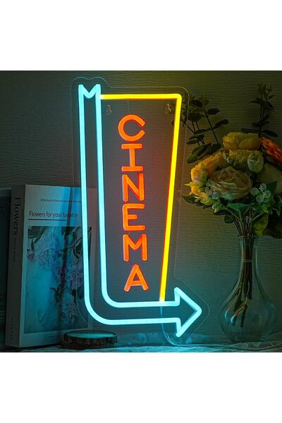 Slasa Cinema Arrow Neon Sign Theater Wall Decor 42x20 with 6 mm Acrylic Base