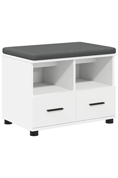vidaxl Bancă pentru hol cu pernă cu sertar cu raft Alb 60 x 38 x 46 cm