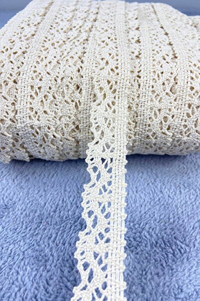 Hobigram Διακοσμητική κορδέλα από βαμβακερή δαντέλα με κρεμ χρώματα και διακό...