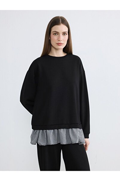 LC Waikiki LCW Modest Bisiklet Yaka Ekose Kadın Sweatshirt Tunik