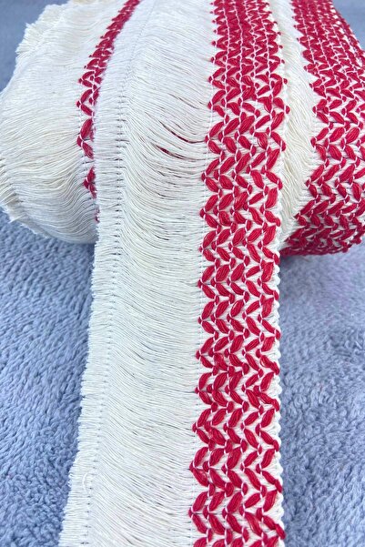 Hobigram Red Stripe Patterned Cotton Fringe Ribbon Tassel