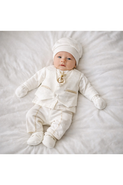 Bebelul Κομψό λευκό σετ 7 τεμαχίων για νεογέννητα αγόρια Babylia