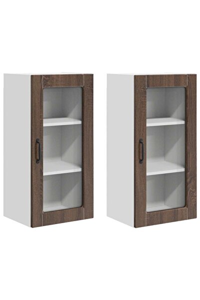 vidaxl Dulap de bucătărie 2 pcs Stejar închis 40 x 31 x 80 cm