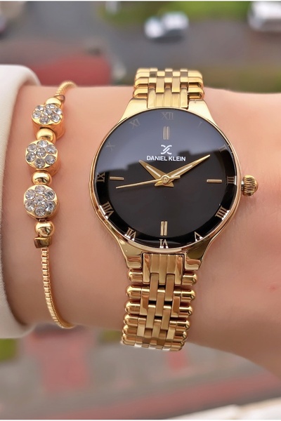 Daniel Klein Marka Orijinal - Sarı Siyah Renk- 2 Yıl Garantili Kadın Kol Saat...