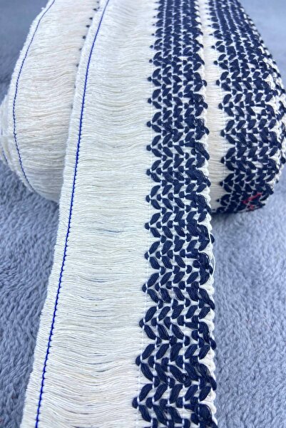 Hobigram Μπλε ναυτικό μοτίβο ρίγες, βαμβακερή φούντα με κρόσσια