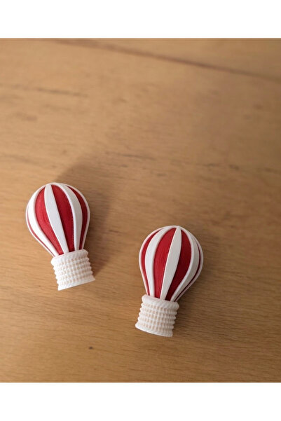Plywoody Toys and More Balon Temalı Bej Kırmızı Dolap Çekmece Kulp 4'lü Set